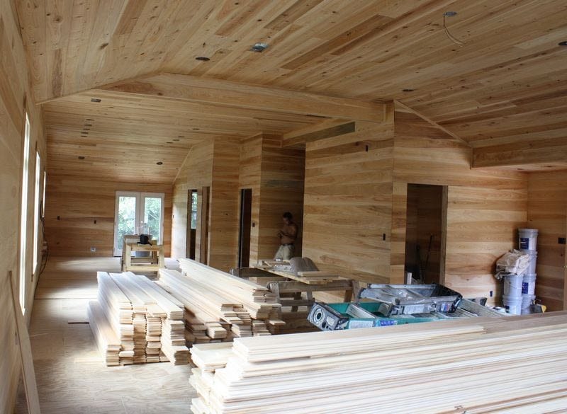 extensive wood paneling project