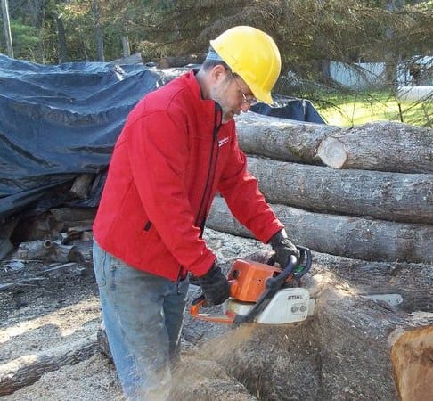 wearing Milwaukee M12 heated jacket