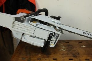 Once running the Anti-Vibration System really makes for nice handling of this snarling beast. Again my classic Jonsered has rubber bushings to achieve the same end but the 441 uses metal springs which are not as susceptible to hardening from age as the rubber.