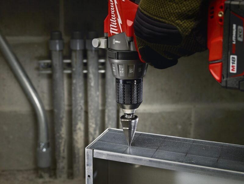 Milwaukee Step Bit drilling electrical box