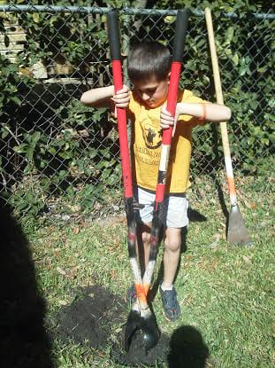 post hole digging fro our pergola swing frame posts