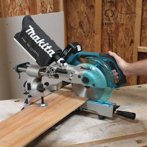 Makita XSL01 18V LXT Sliding Compound Miter Saw Action