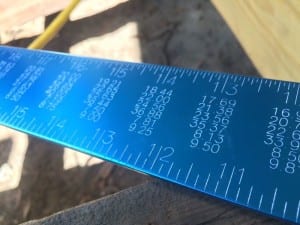 Empire anodized aluminum framing square markings