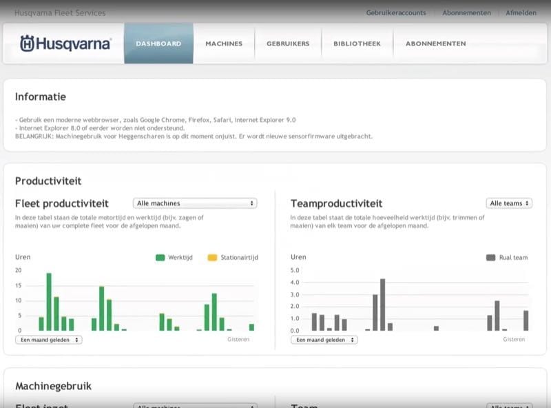 Husqvarna Fleet Services dashboard