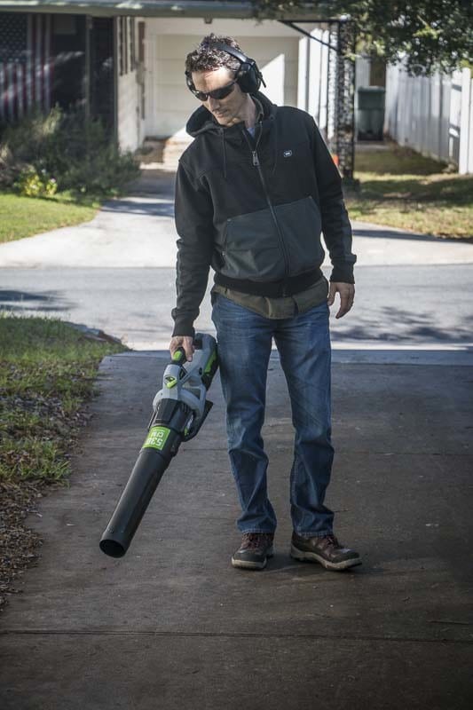 EGO 56V brushless blower leaves