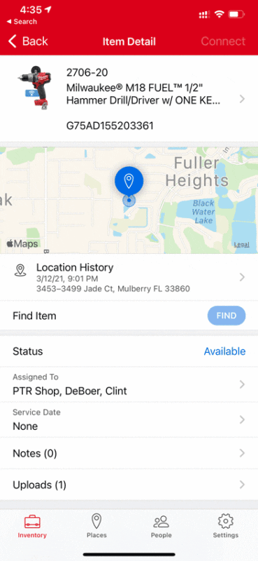One-Key app tool tracking