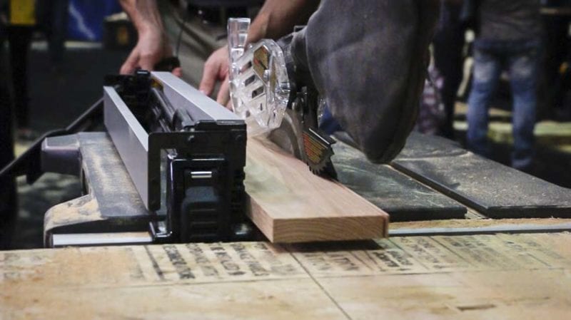 60V table saw cutting