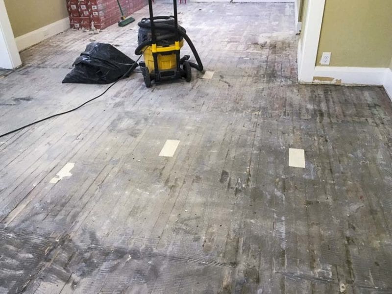living room tile demoed flooring