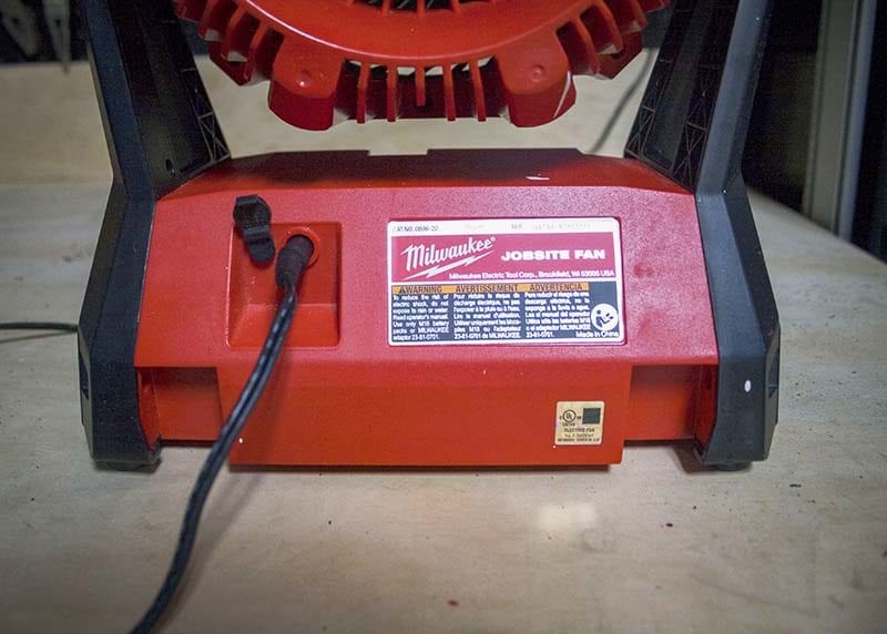 Milwaukee M18 Jobsite Fan AC Connection