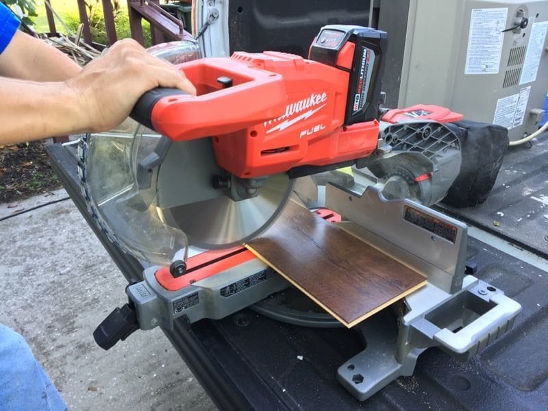 Milwaukee cordless miter saw flooring