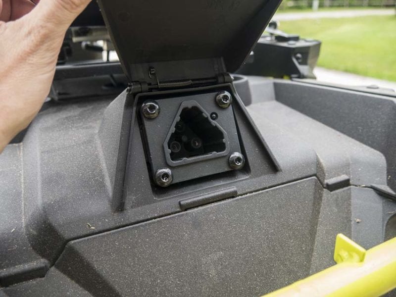 RYOBI RM480E Riding Mower charge port