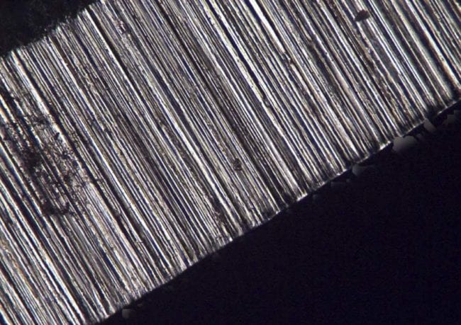 Micro-Vu steel magnified