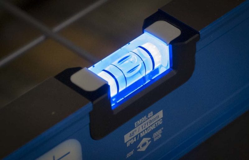 LED lights on bubble level vials