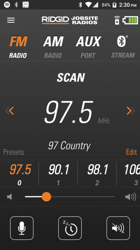 Ridgid Jobsite Radio App