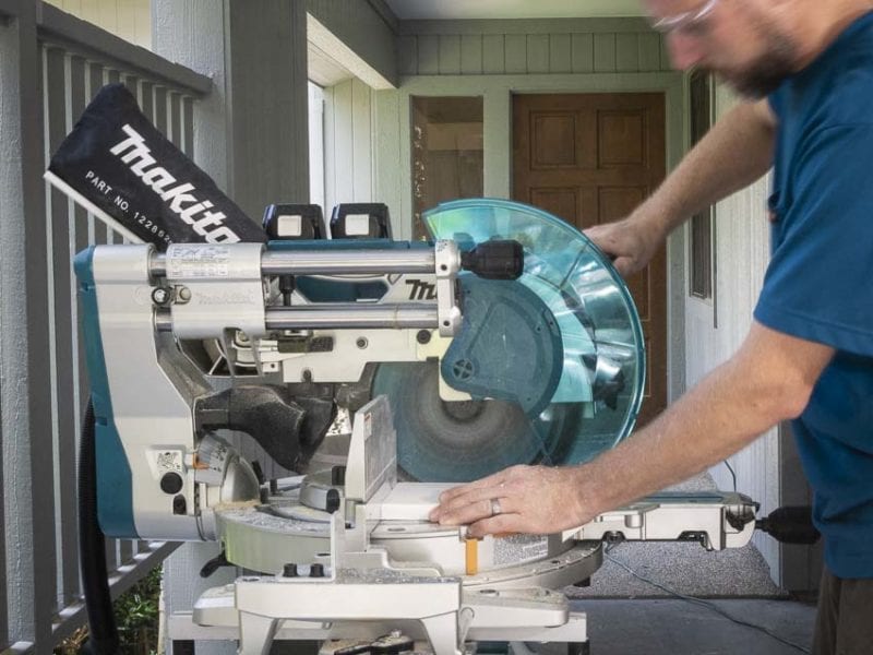 Makita 18V X2 12-in Miter Saw base flat