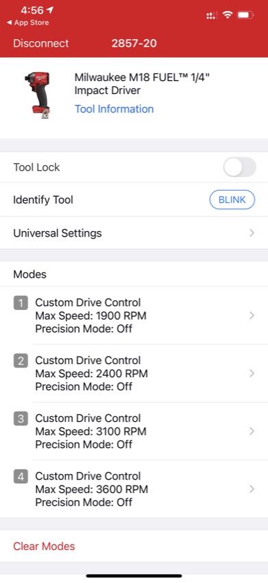 Milwaukee One-Key tool modes