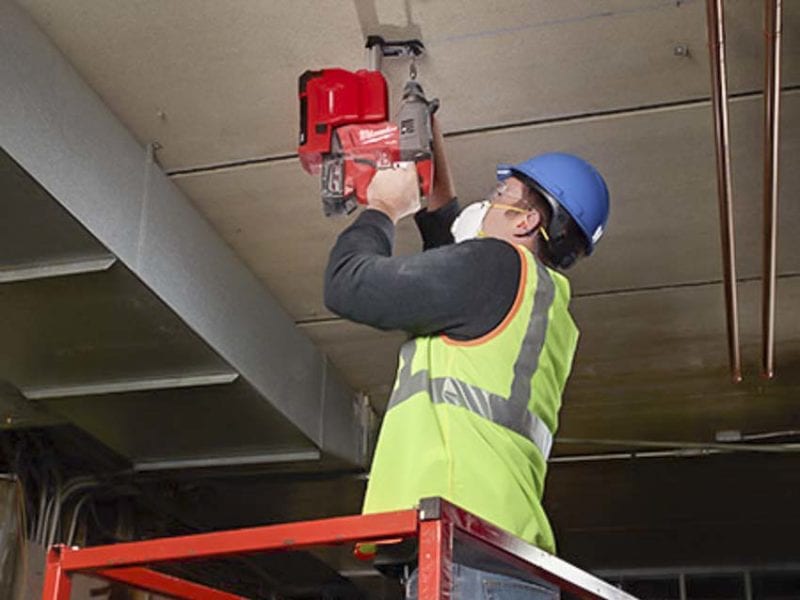 Electrical rough-in: Drilling for Threaded Rod