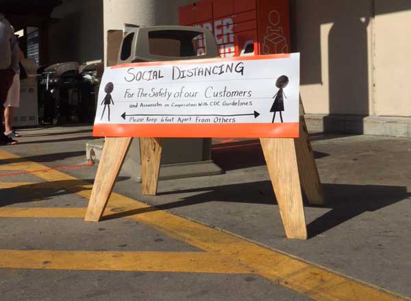 home depot social distancing sign