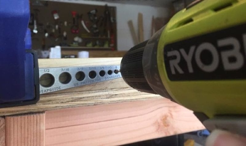 drill correct sized holes into shelving