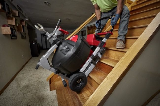 Milwaukee sewer drum machine stairs