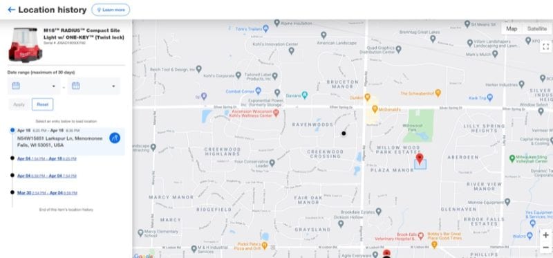 One-Key location history