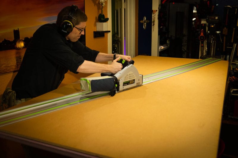 cut plywood diagonally track saw