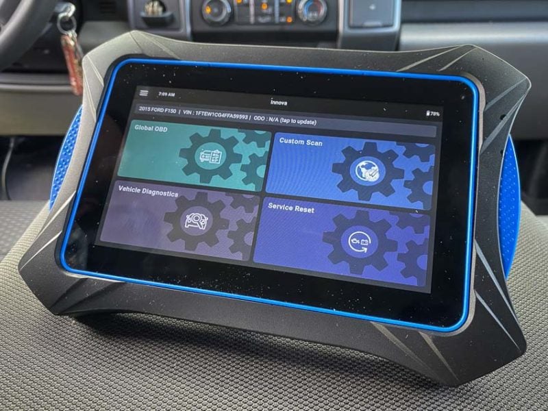 Innova OBD2 tablet main screen