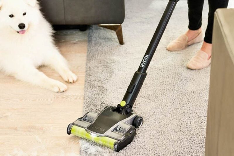 Stick Vac: Ryobi 18V One+ HP Cordless Pet Stick Vacuum with Dual Rollers PBLSV717