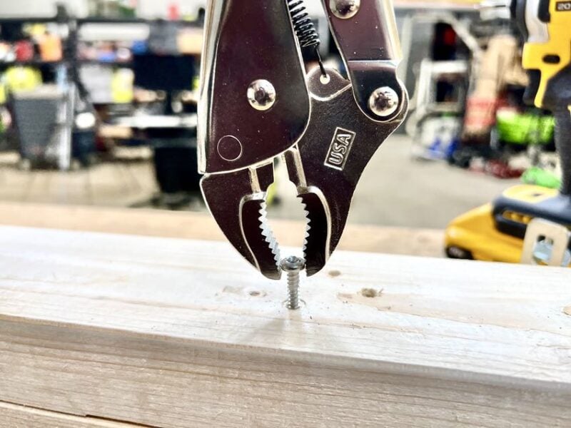 using pliers to remove screw