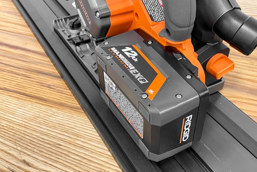 Ridgid 12.0Ah EXP Battery on Track Saw