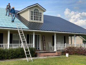 black metal standing seam roof installation