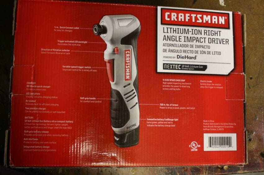 Craftsman 17562 NEXTEC 12V Right Angle Impact Driver Review